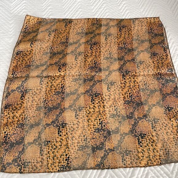 orange snake print sheer scarf silky poly square - Picture 3 of 7